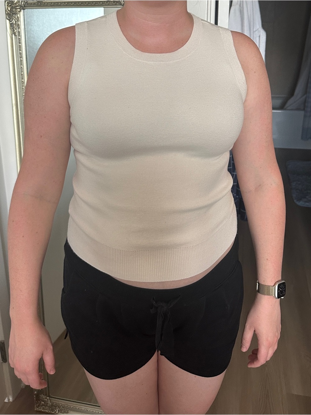 LOFT Cream Crewneck Sleeveless Knit Top
